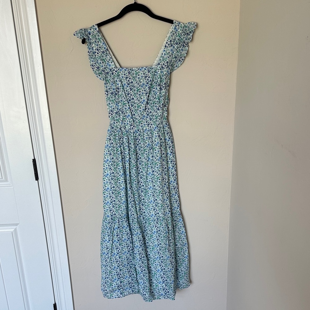 J. Crew Light Blue Floral Midi Dress